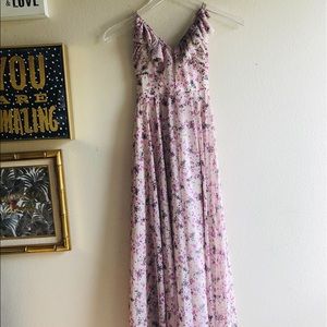 Guess Spaghetti Strap V-Neck Backless Long Dress